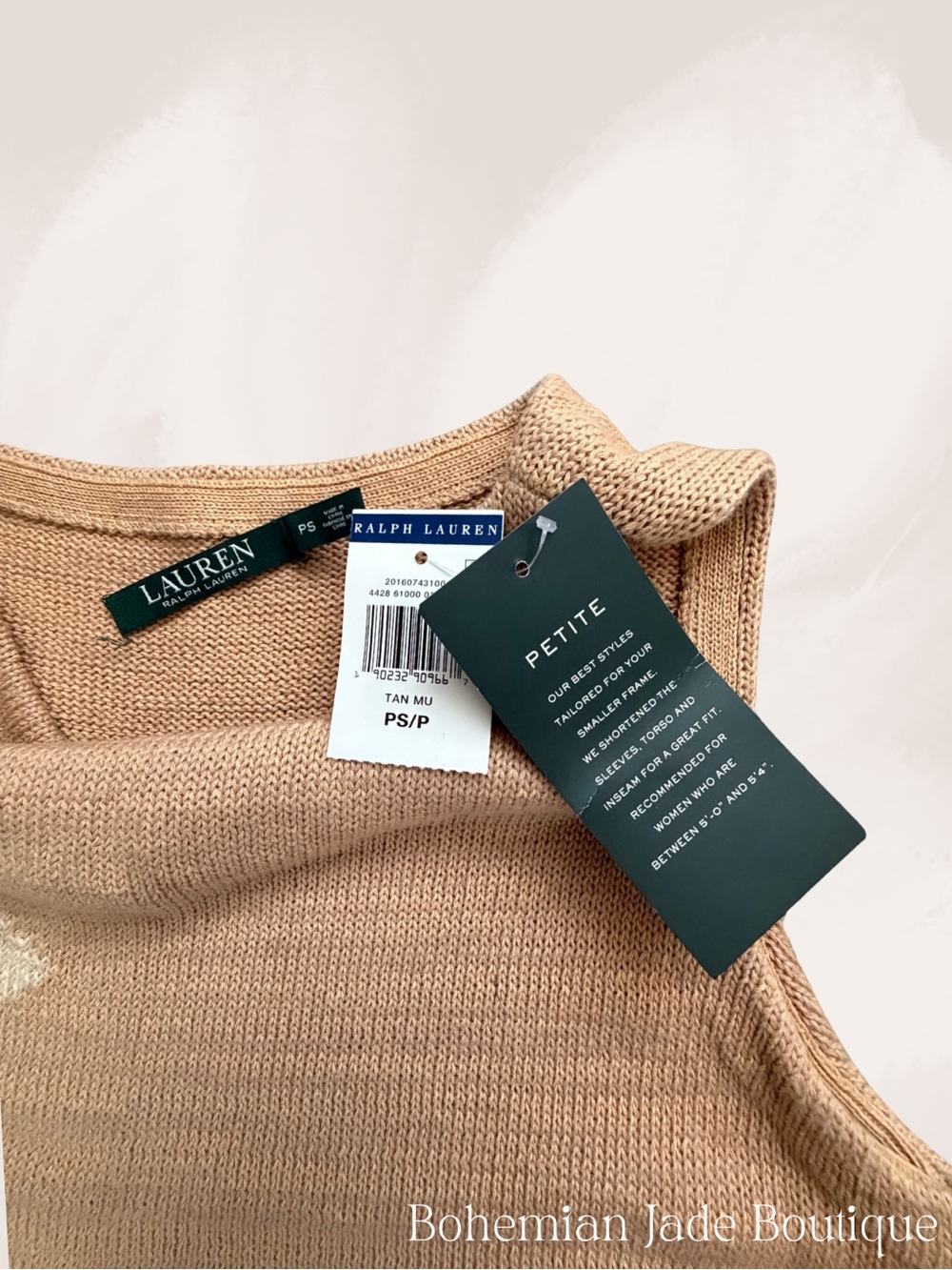 Lauren Ralph Lauren Knit Sleeveless Sweater Dress Petite Small NWT Tan - Picture 3 of 7